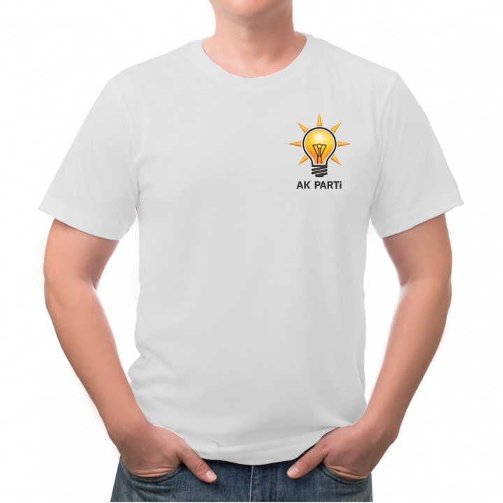 AK Parti Logolu Turuncu %100 Pamuk Yuvarlak Yaka Promosyon T-Shirt 125-145 gr